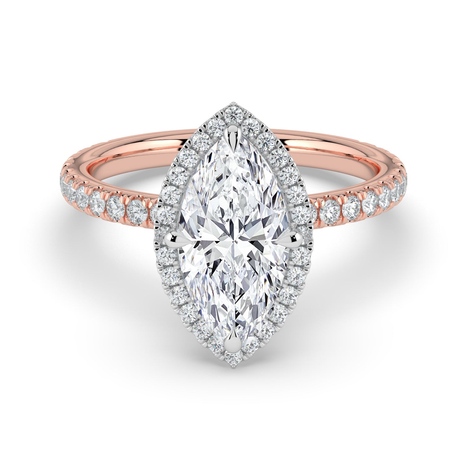 The Orion Ring - Marquise Halo with Pavé Band