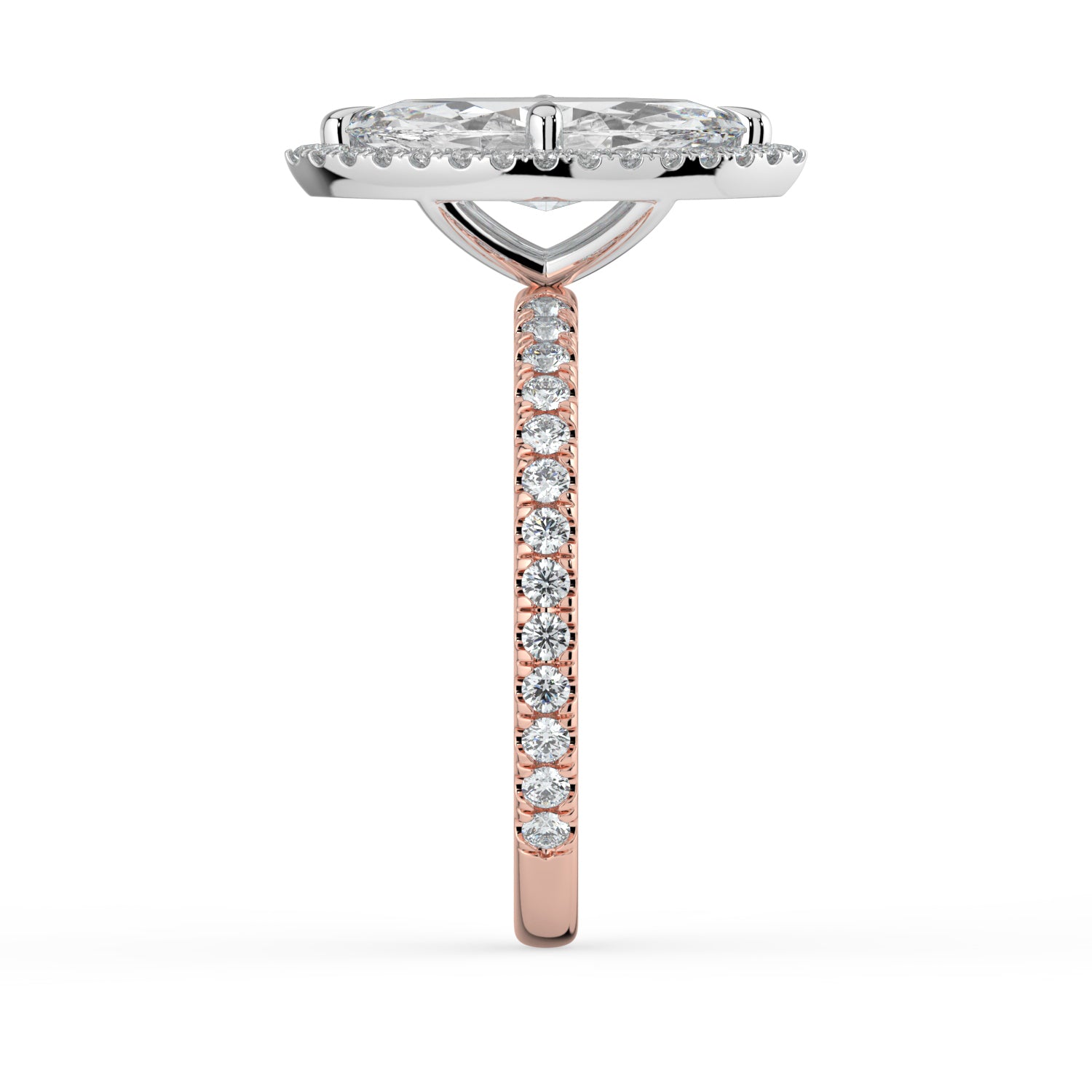 The Orion Ring - Marquise Halo with Pavé Band