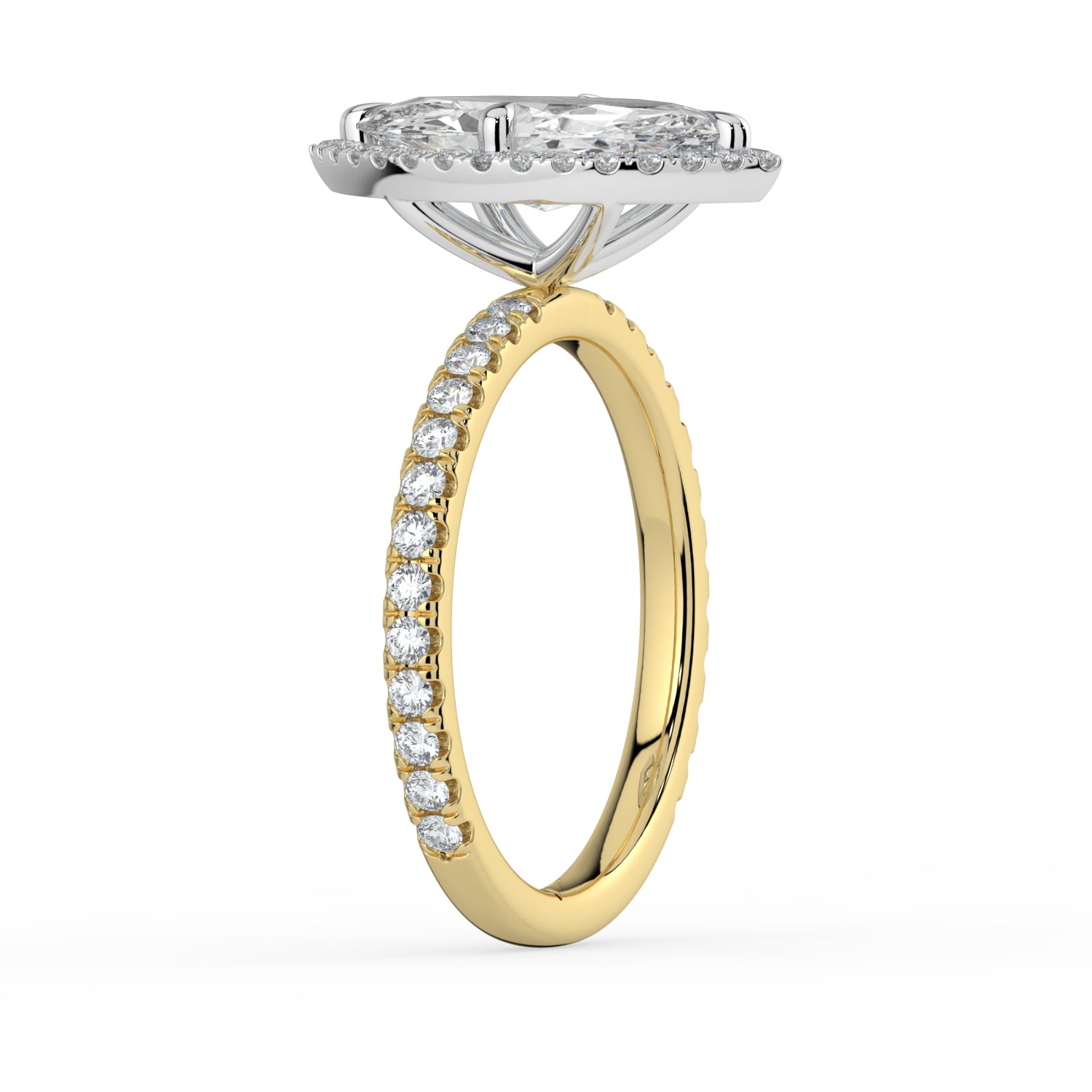 The Orion Ring - Marquise Halo with Pavé Band