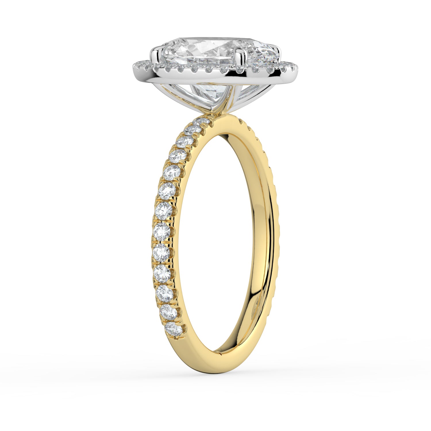 The Orion Ring - Oval Halo with Pavé Band