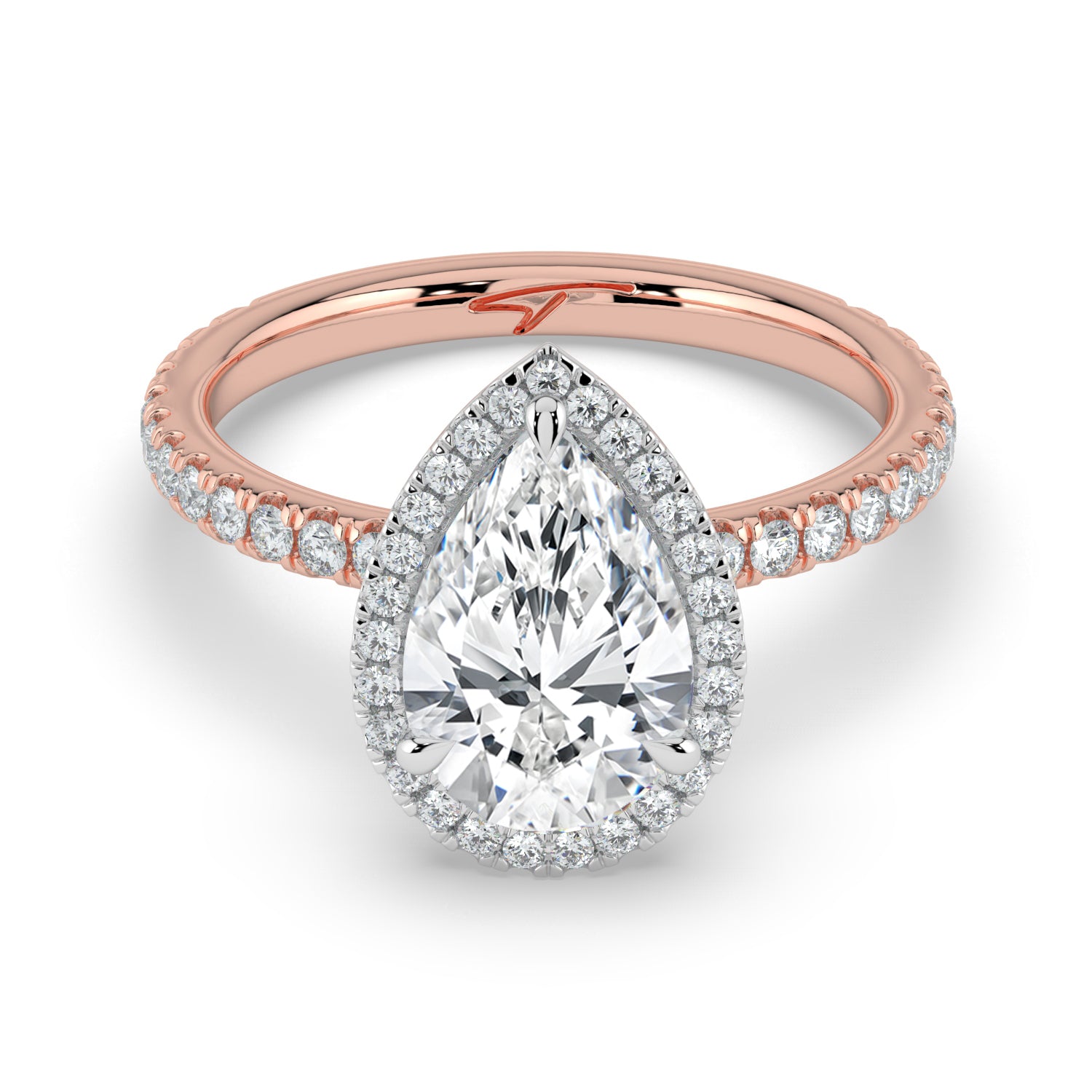 The Orion Ring - Pear Halo with Pavé Band