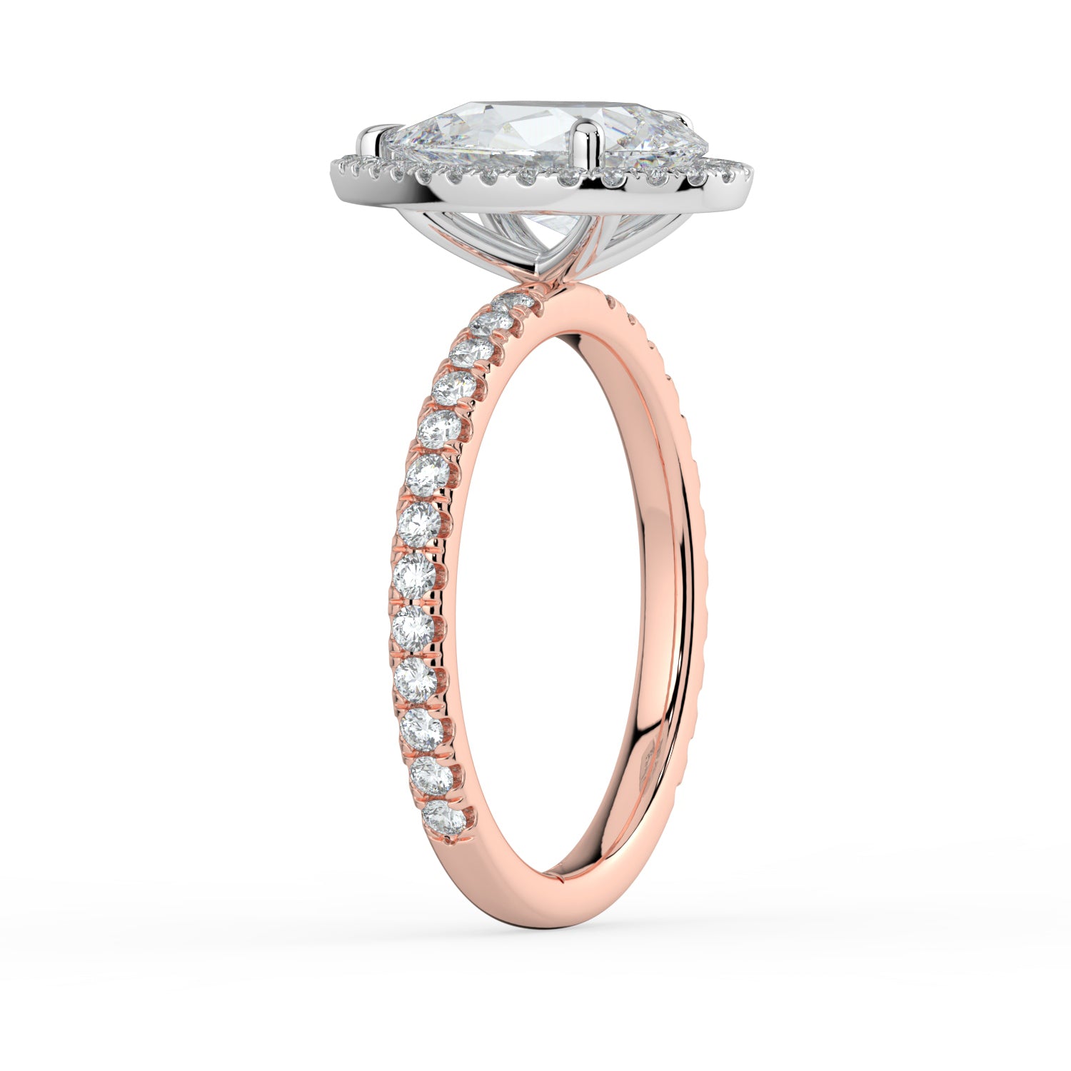 The Orion Ring - Pear Halo with Pavé Band