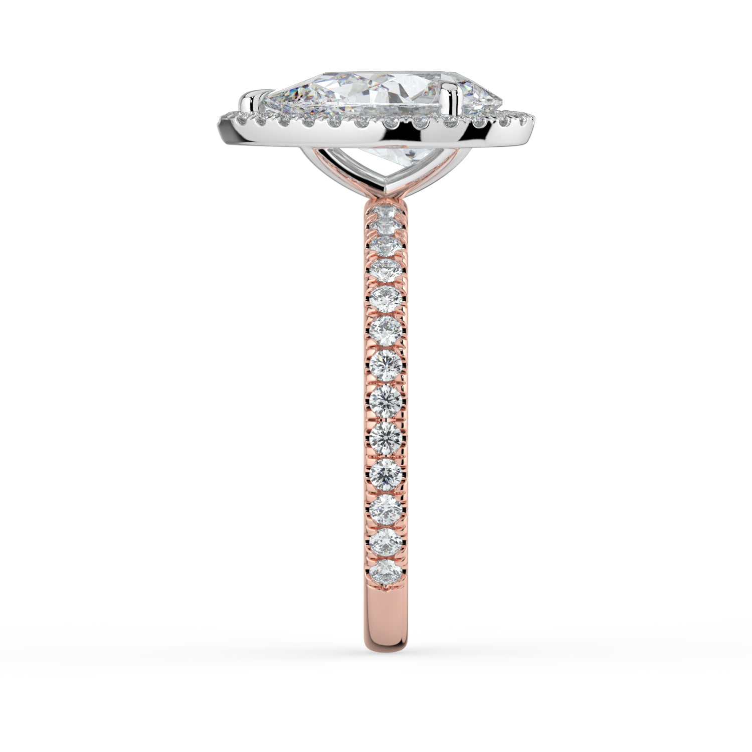 The Orion Ring - Pear Halo with Pavé Band