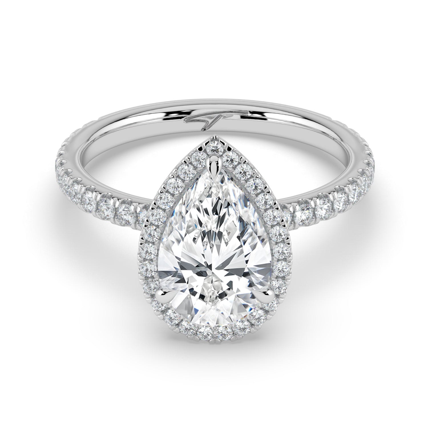The Orion Ring - Pear Halo with Pavé Band