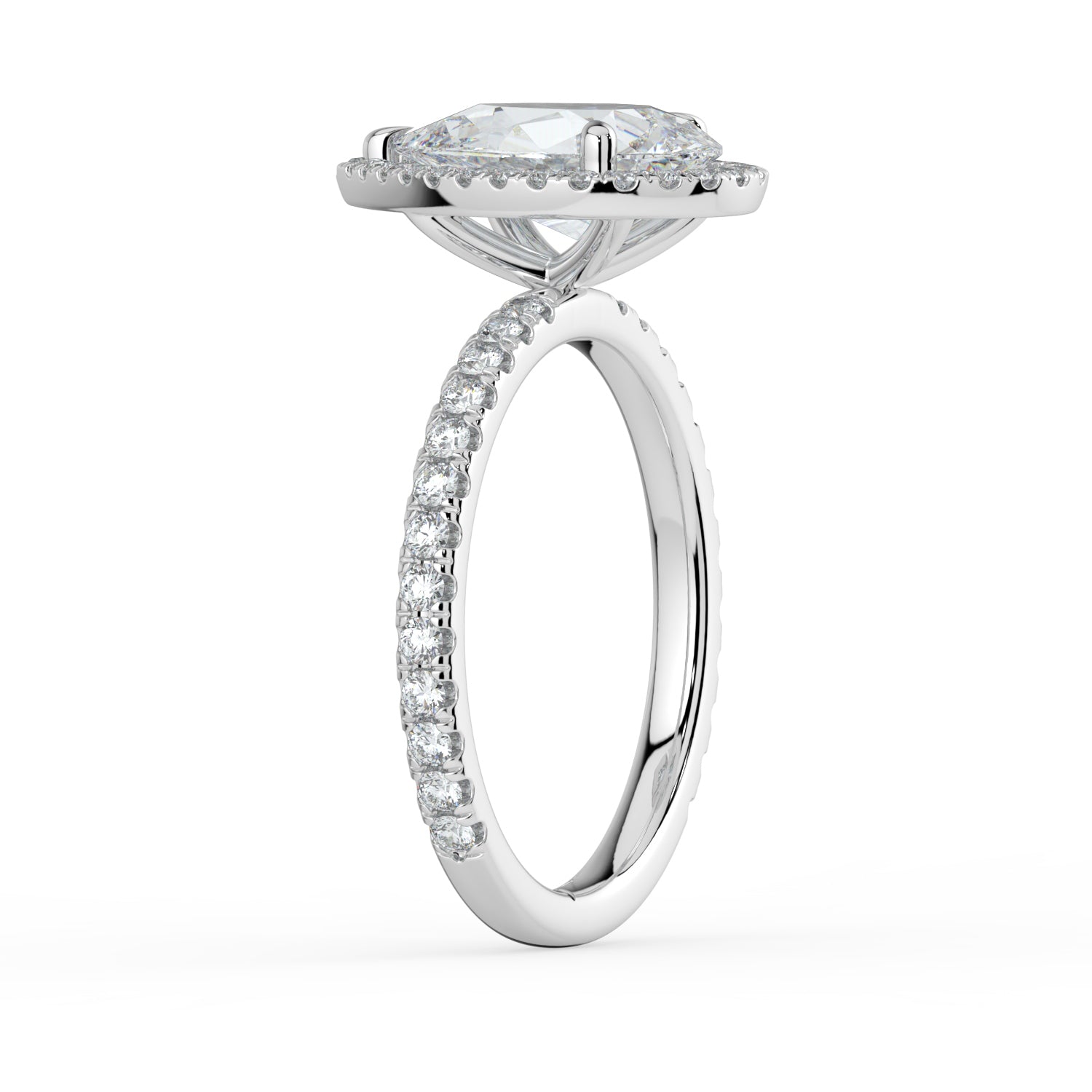 The Orion Ring - Pear Halo with Pavé Band