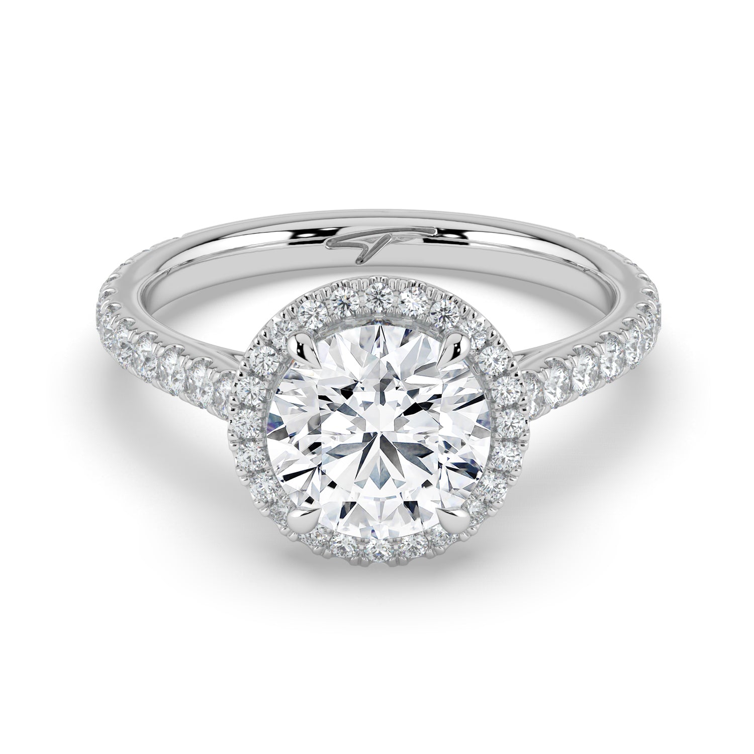 The Orion Ring - Round Cathedral Halo with Pavé Band