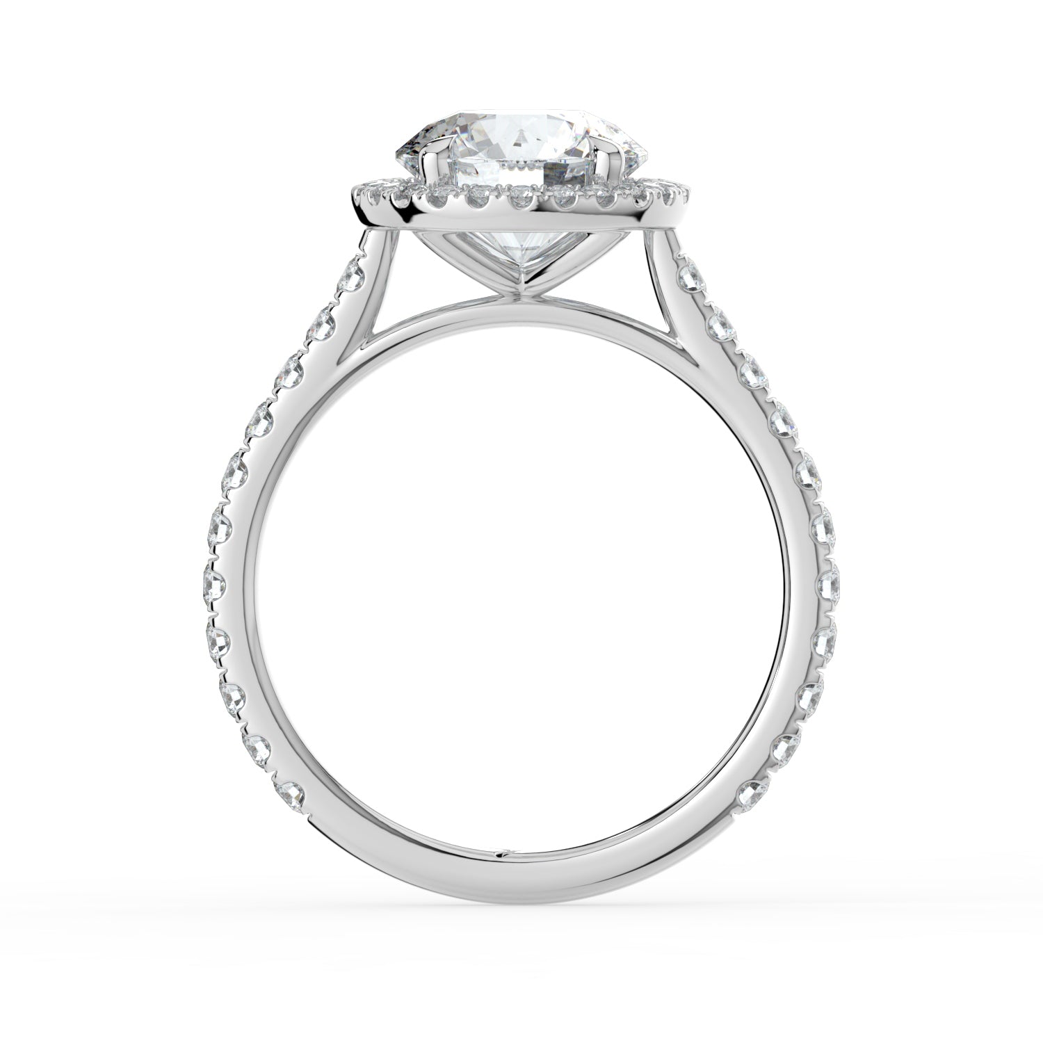 The Orion Ring - Round Cathedral Halo with Pavé Band