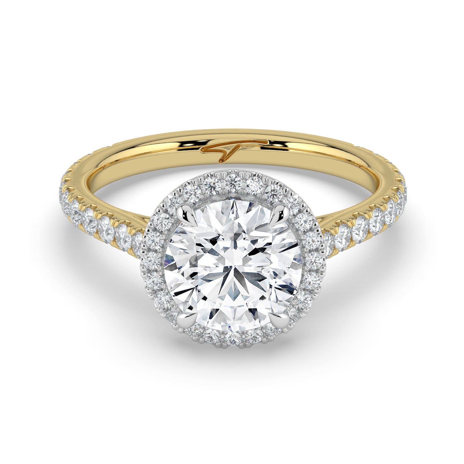 The Orion Ring - Round Cathedral Halo with Pavé Band