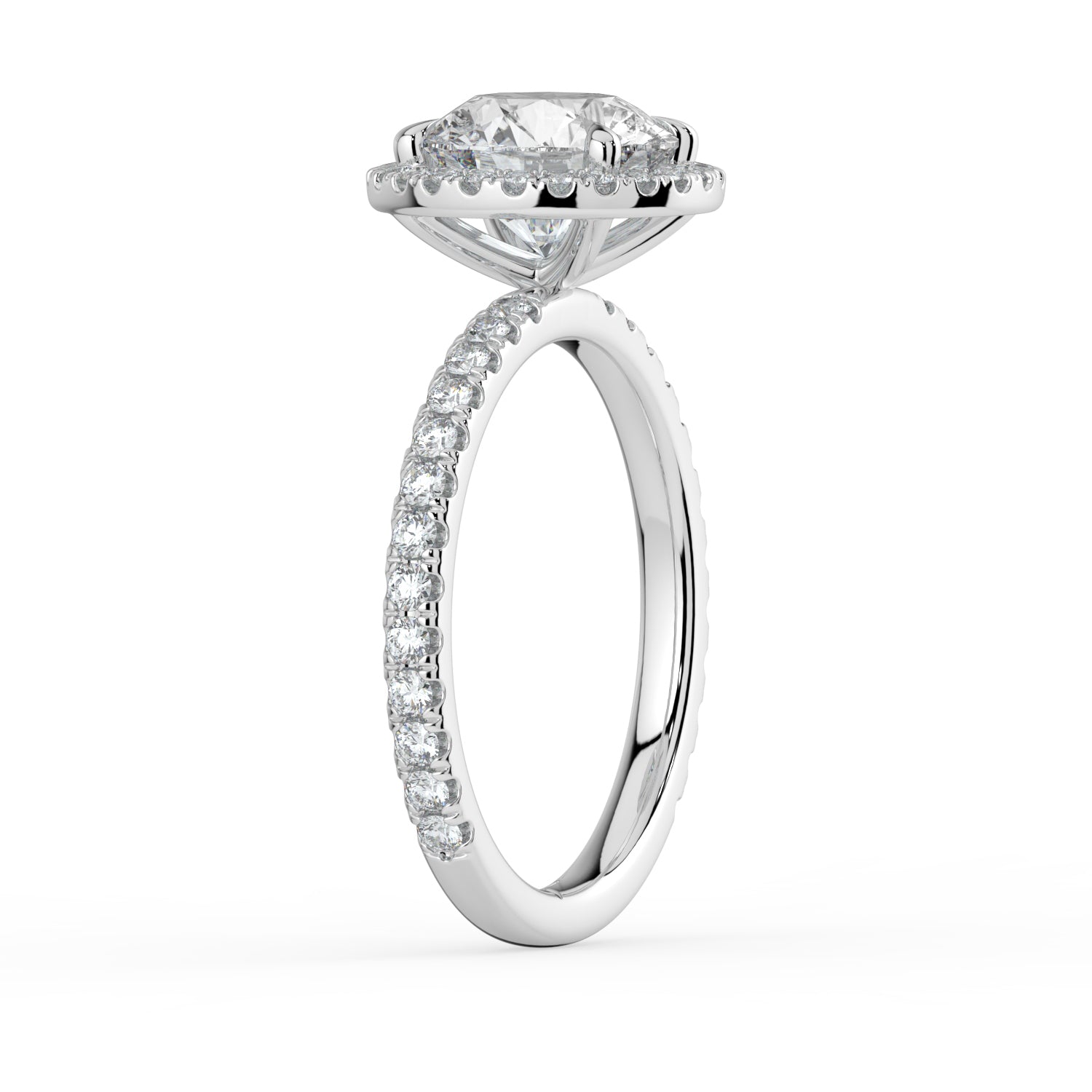 The Orion Ring - Round Halo with Pavé Band