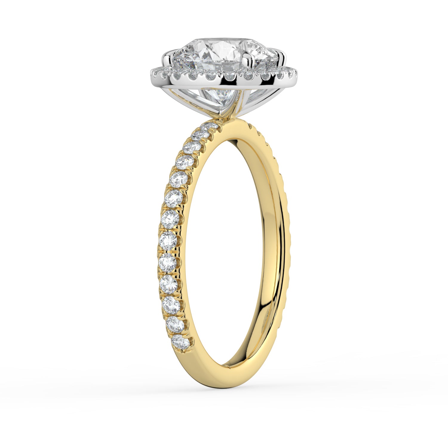 The Orion Ring - Round Halo with Pavé Band