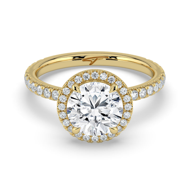 The Orion Ring - Round Halo with Pavé Band