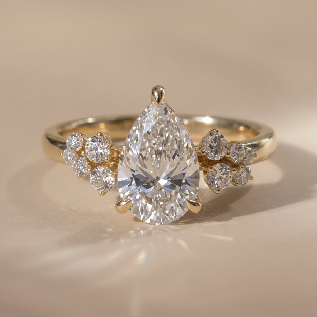 The Lumina Ring — Pear with Round Brilliant Accents Lab-Grown Diamond Engagement Ring | The Jewel Concierge