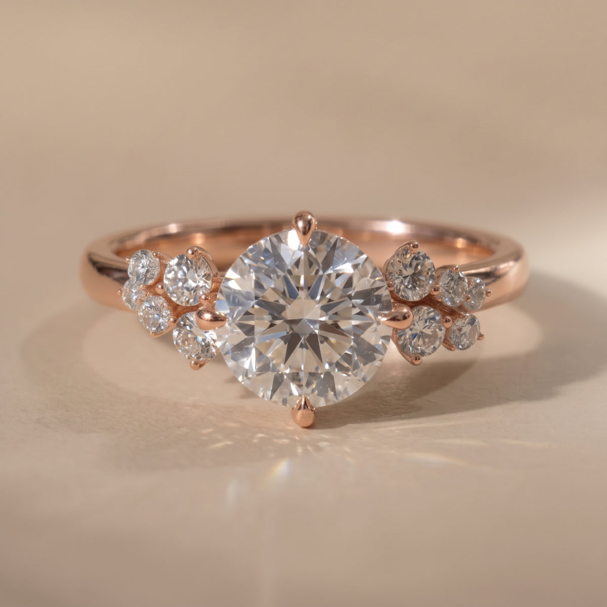 The Lumina Ring — Round with Round Brilliant Accents Lab-Grown Diamond Engagement Ring | The Jewel Concierge