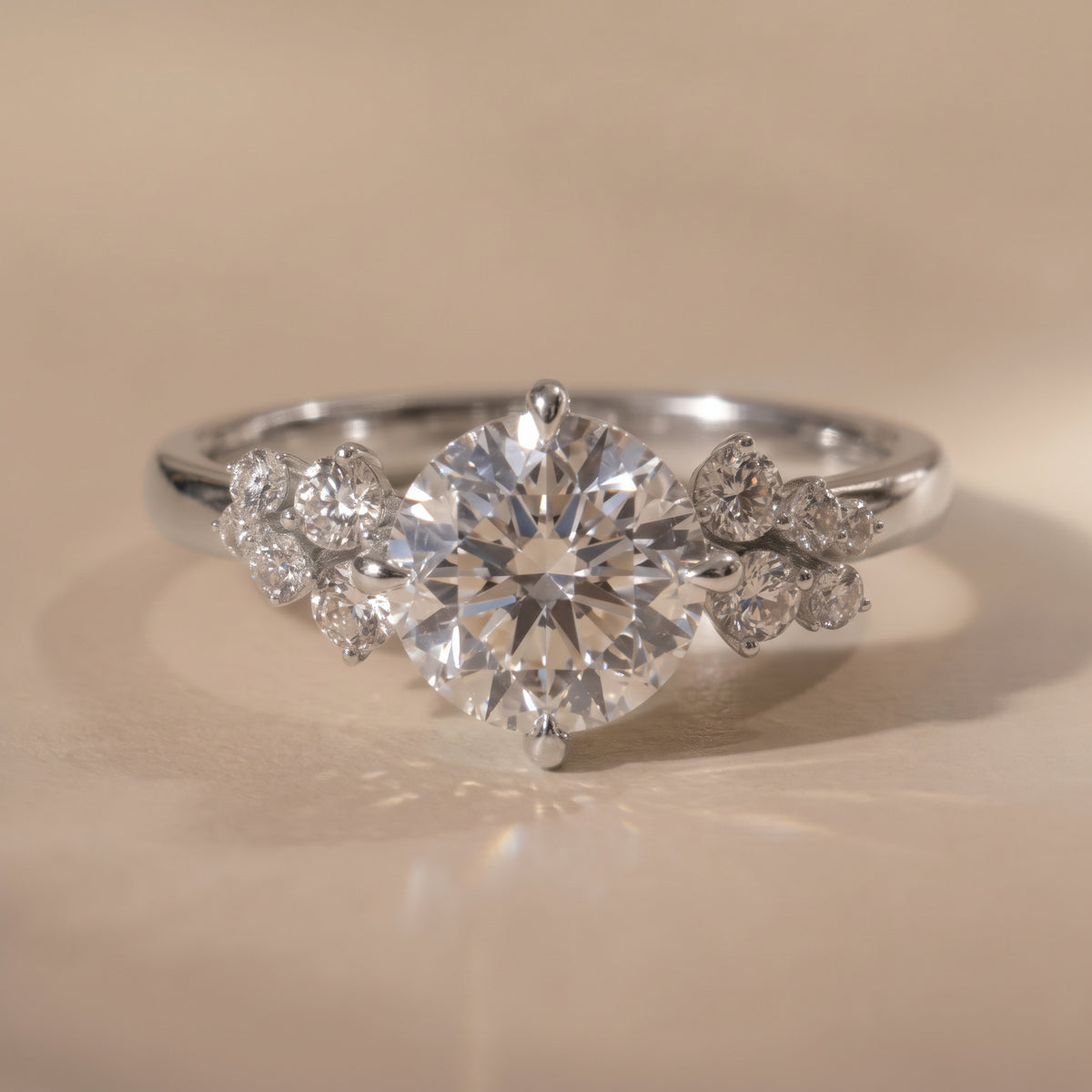 The Lumina Ring — Round with Round Brilliant Accents Lab-Grown Diamond Engagement Ring | The Jewel Concierge