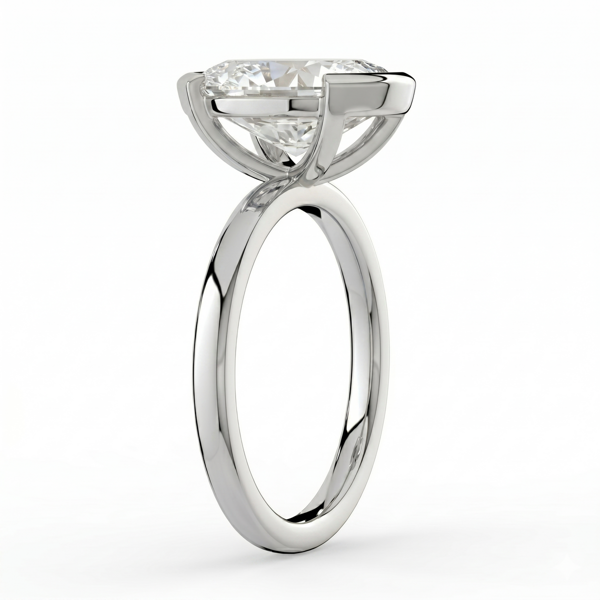 The Celine Ring — Oval Half Bezel Solitaire Lab-Grown Diamond Engagement Ring in White Gold | The Jewel Concierge