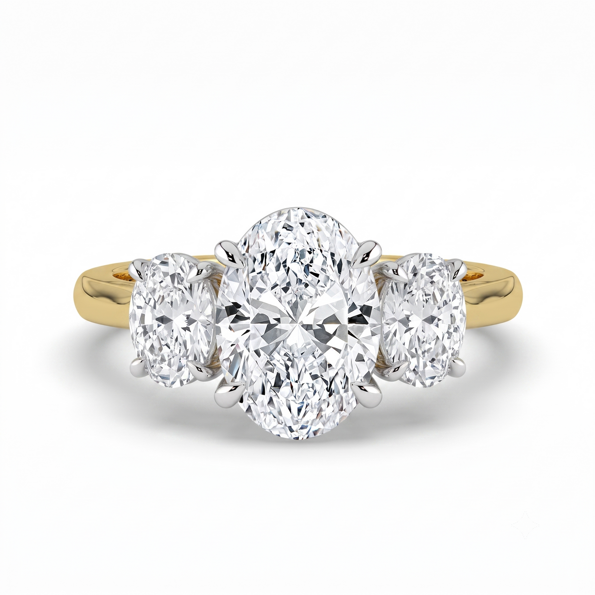 The Charlotte Ring - Oval trilogy in a two-tone yellow gold & white gold setting | The Jewel Concierge