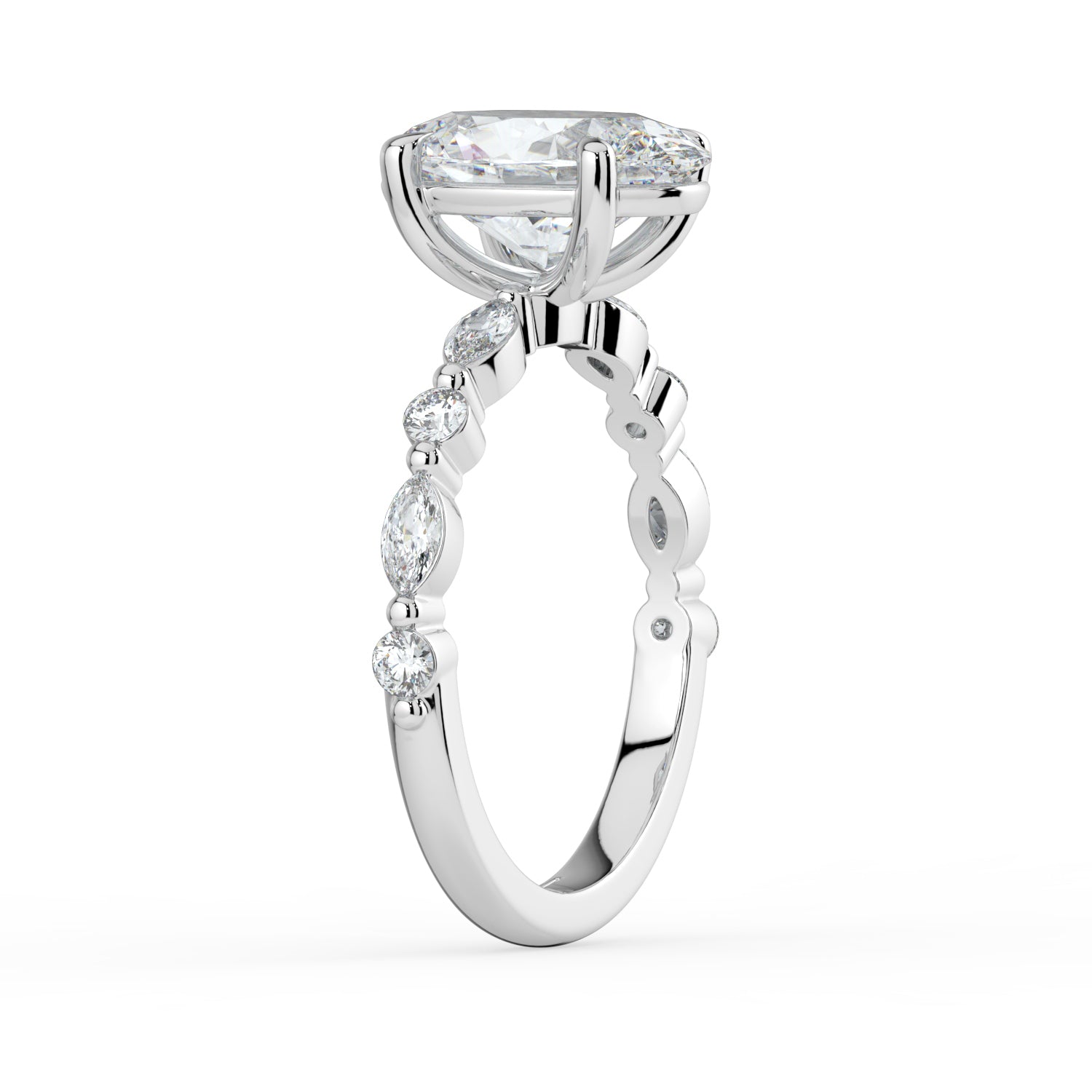 The Vega Ring - 2.00 ct. Oval with Marquise & Round Accents