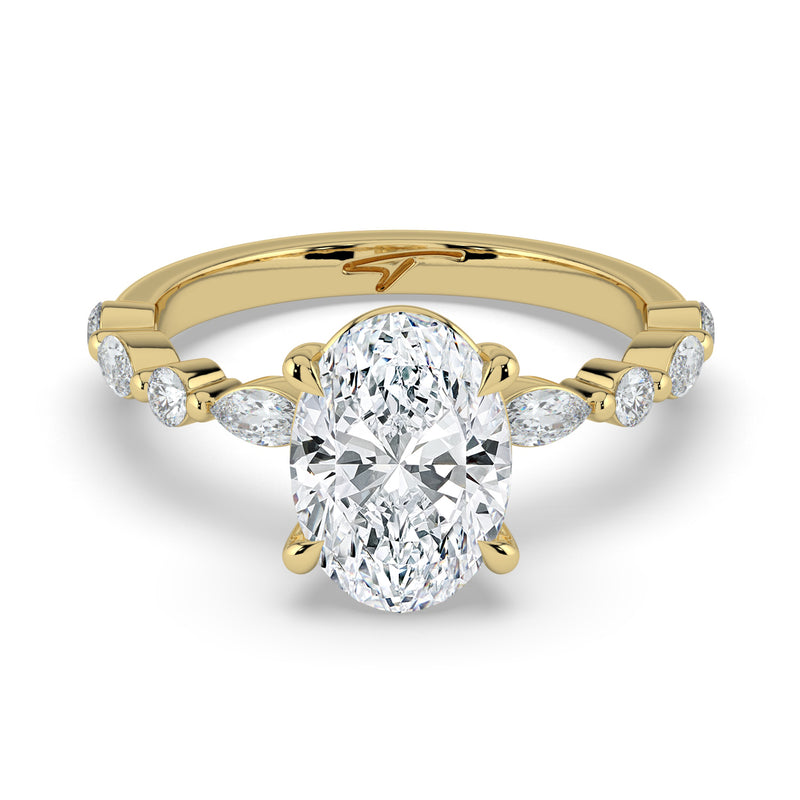 The Vega Ring - 2.00 ct. Oval with Marquise & Round Accents