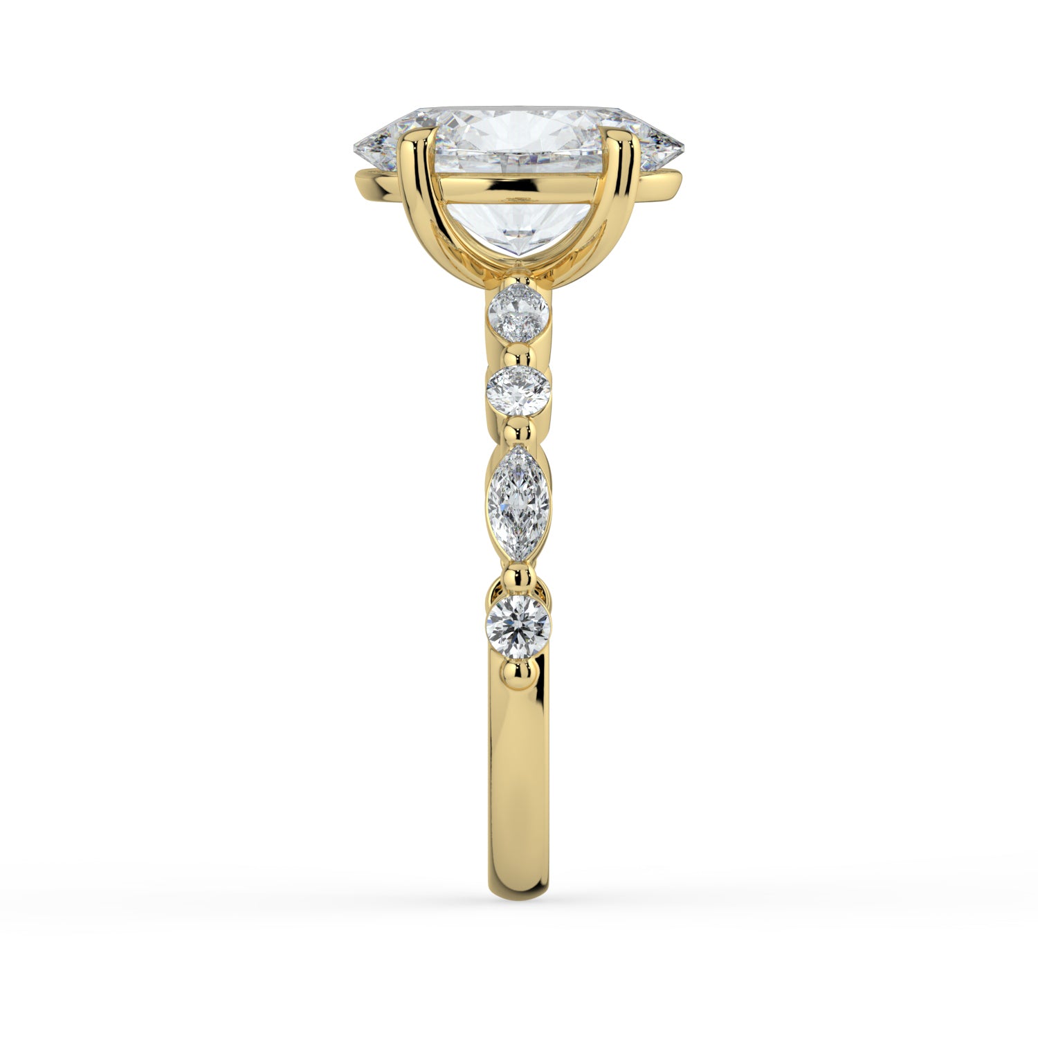 The Vega Ring - 2.00 ct. Oval with Marquise & Round Accents