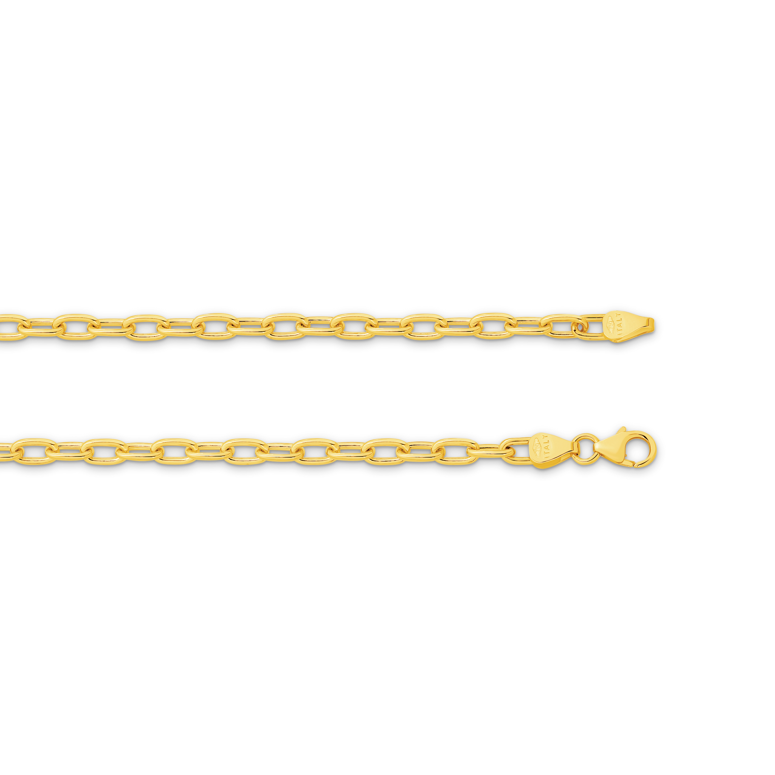 Gold chain bracelet on a white background