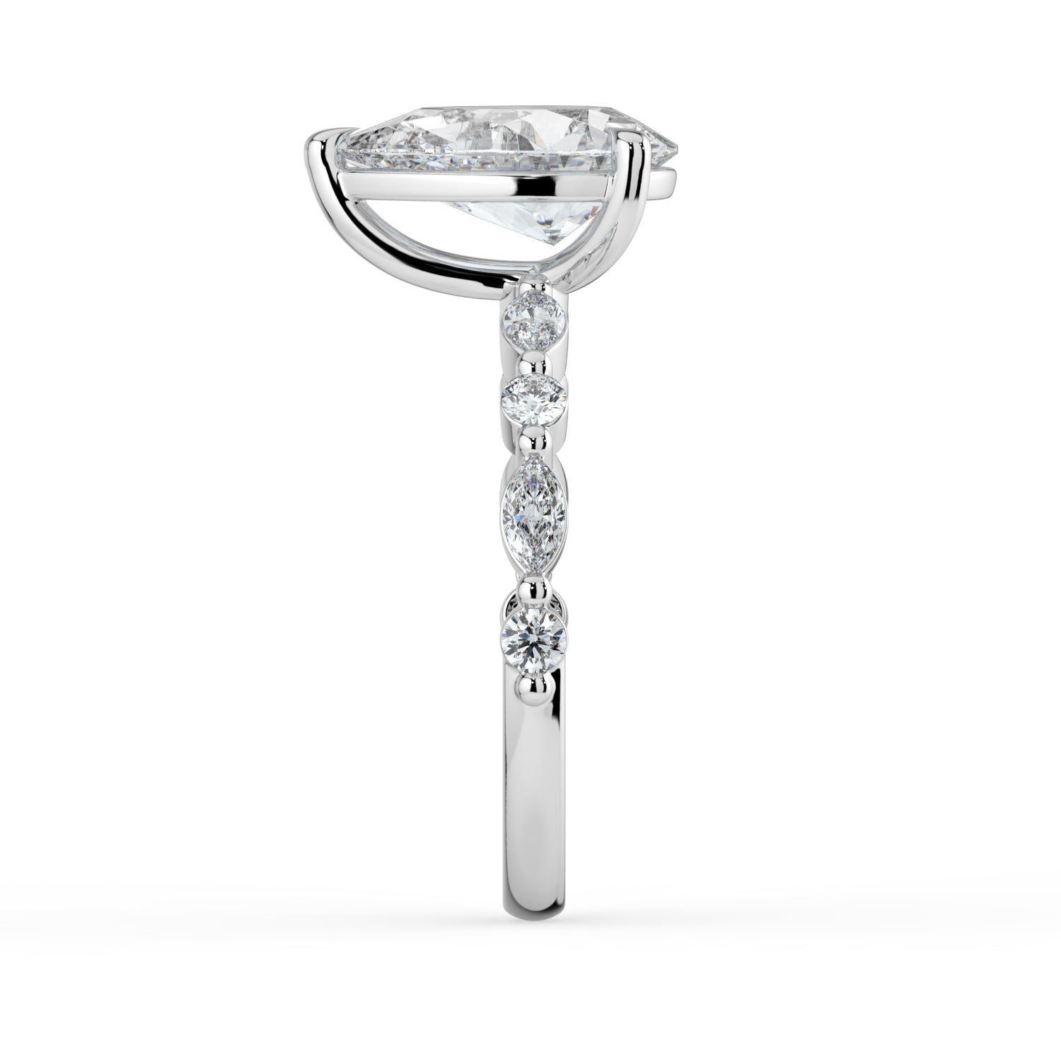 The Vega Ring - Pear with Marquise & Round Accents