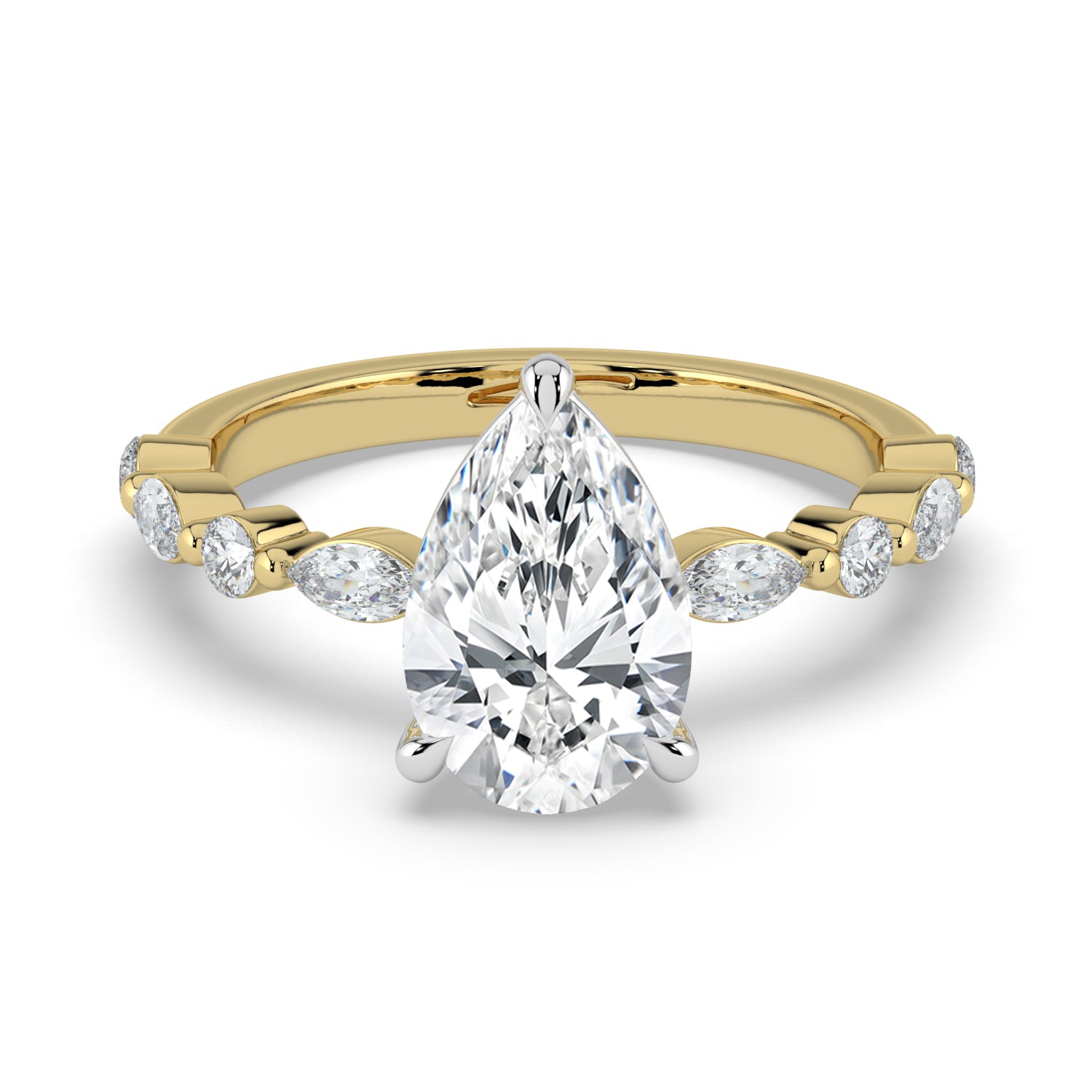 The Vega Ring - Pear with Marquise & Round Accents