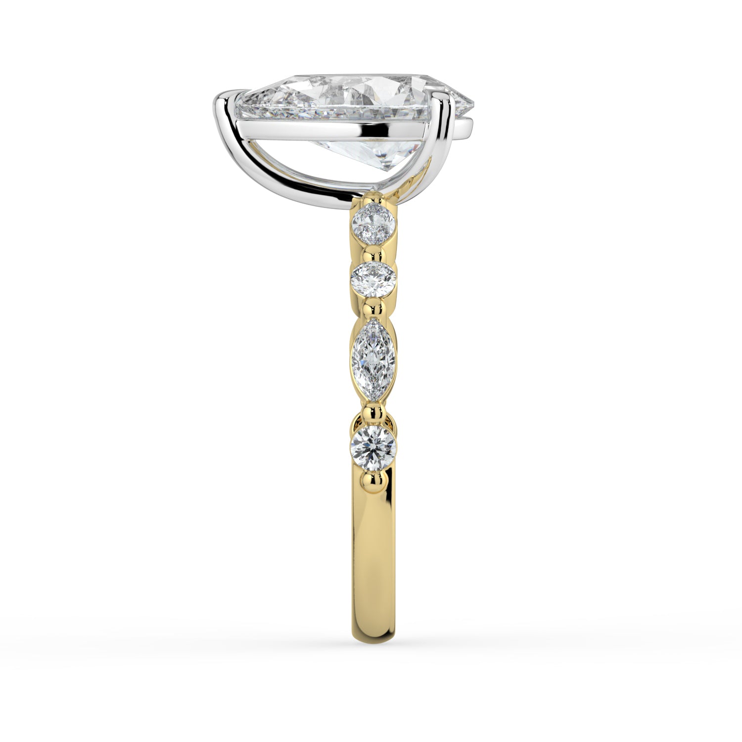 The Vega Ring - Pear with Marquise & Round Accents