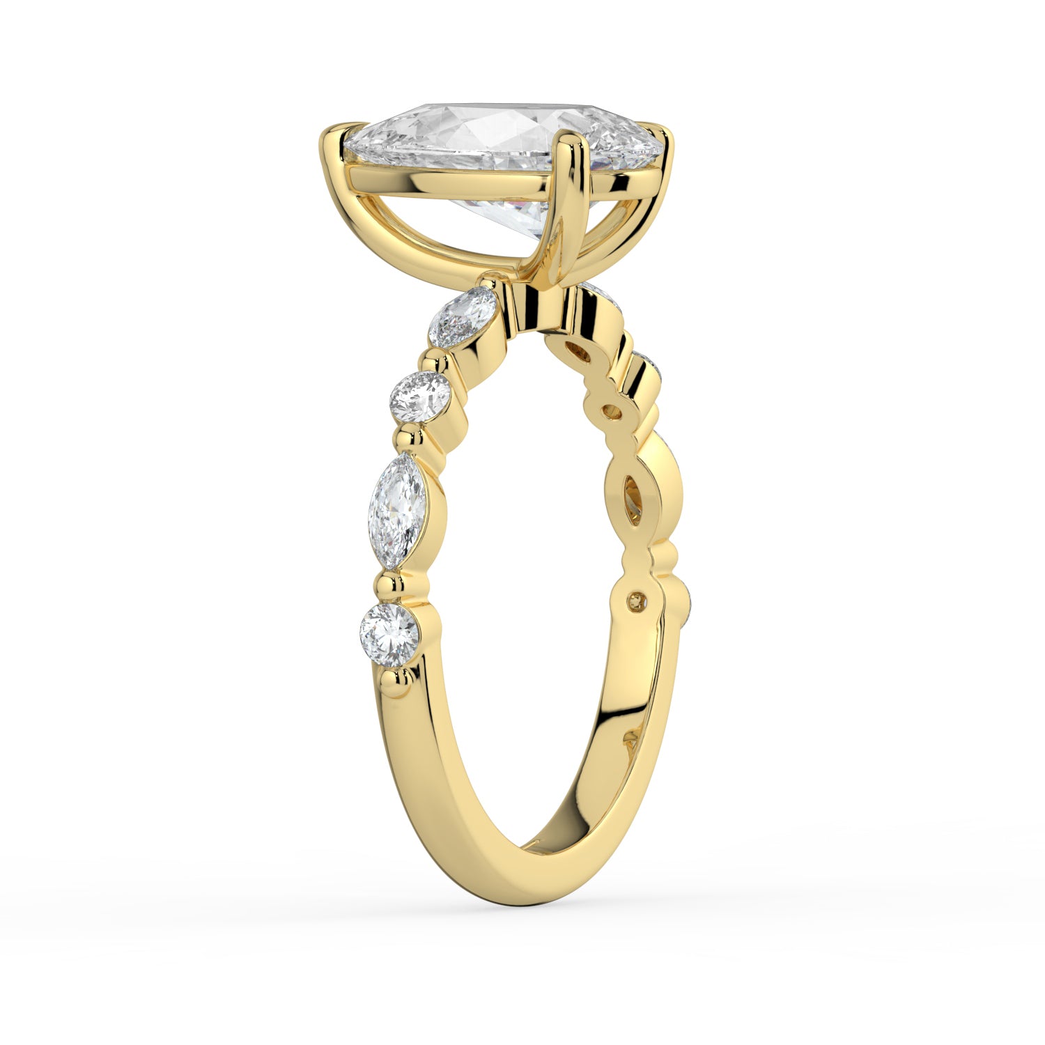 The Vega Ring - Pear with Marquise & Round Accents