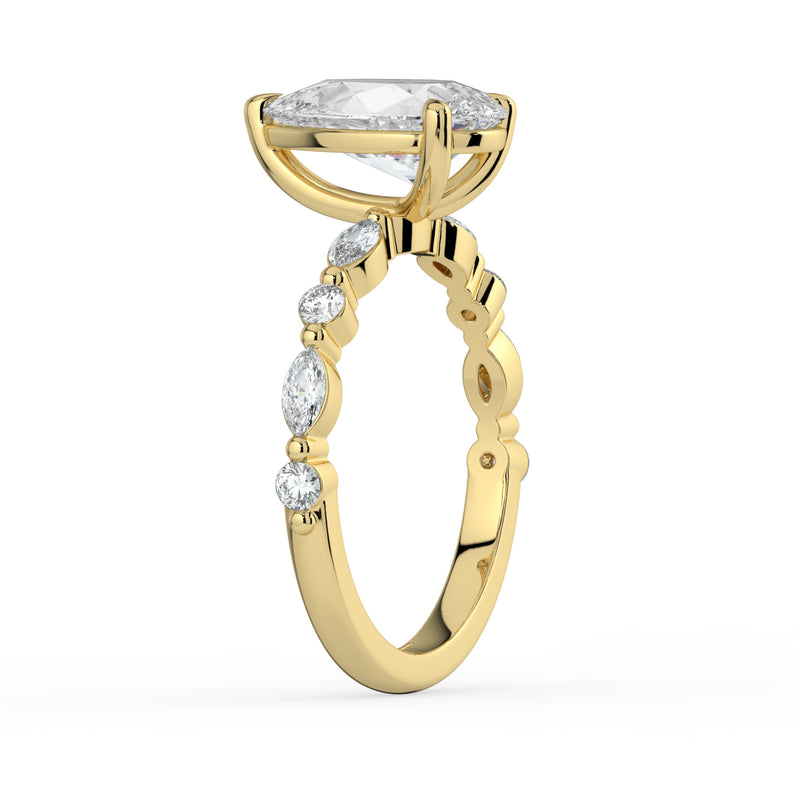 The Vega Ring - Pear with Marquise & Round Accents