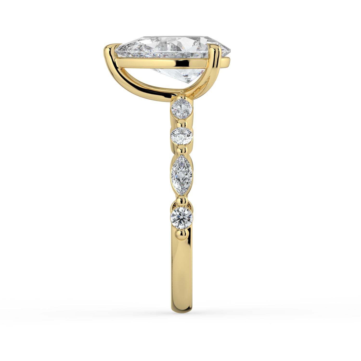 The Vega Ring - Pear with Marquise & Round Accents