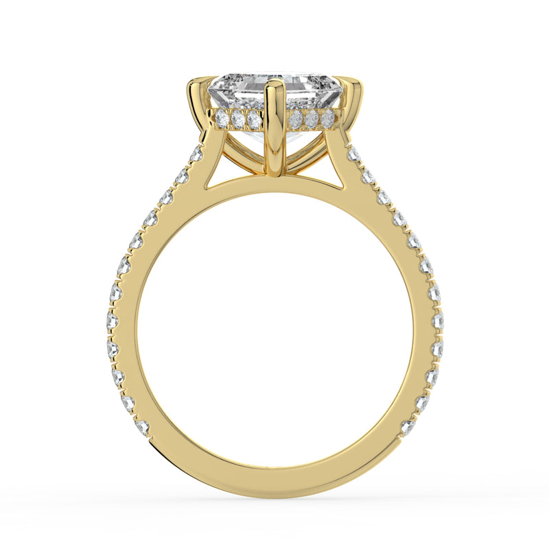 The Zariya Ring - Asscher Cathedral Solitaire with Hidden Halo & Pavé Band