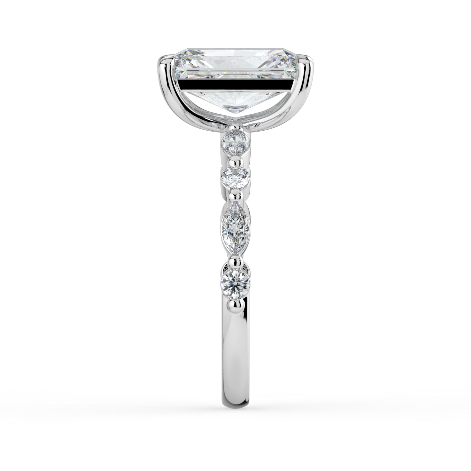 The Vega Ring - Radiant with Marquise & Round Accents