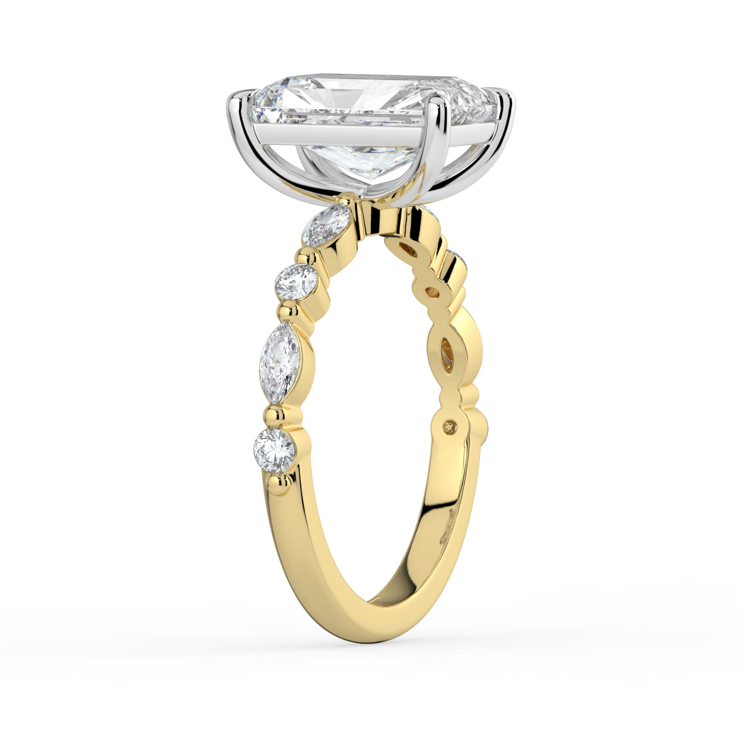 The Vega Ring - Radiant with Marquise & Round Accents