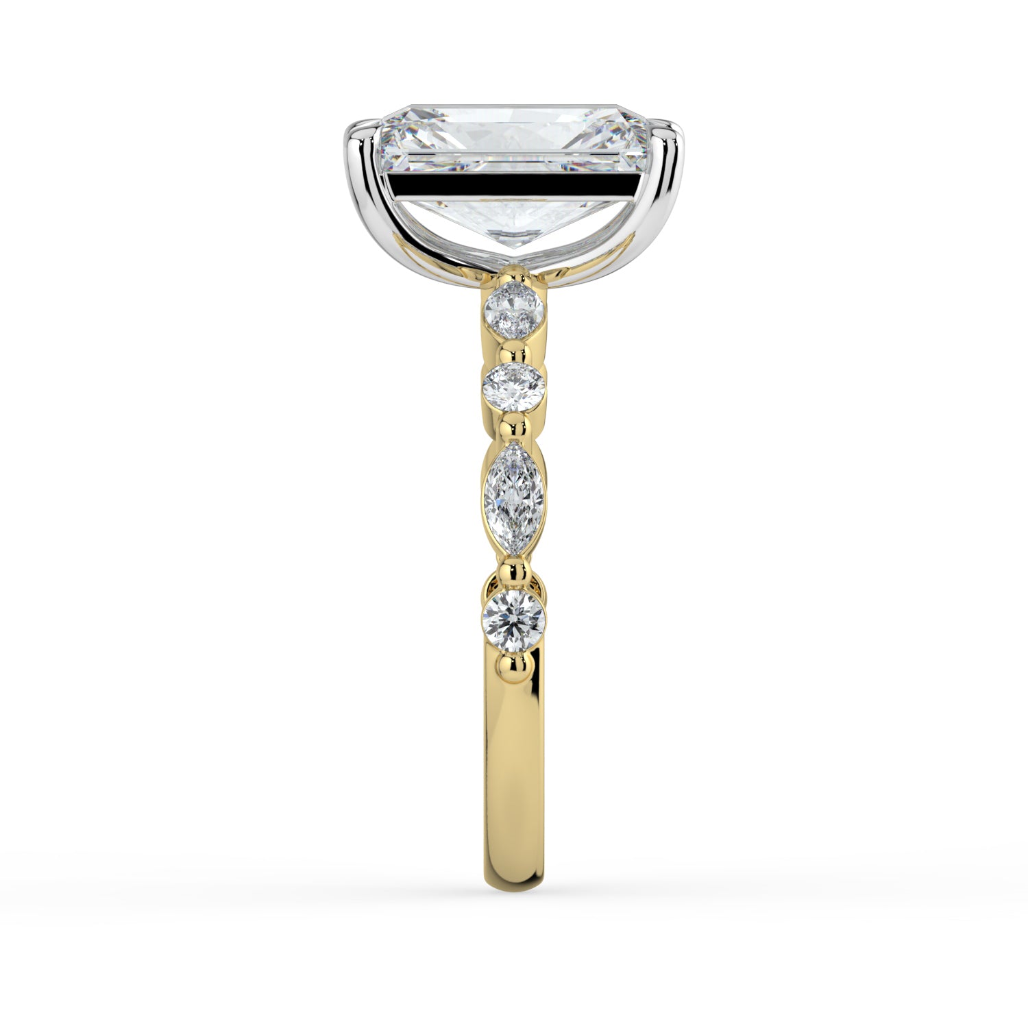 The Vega Ring - Radiant with Marquise & Round Accents