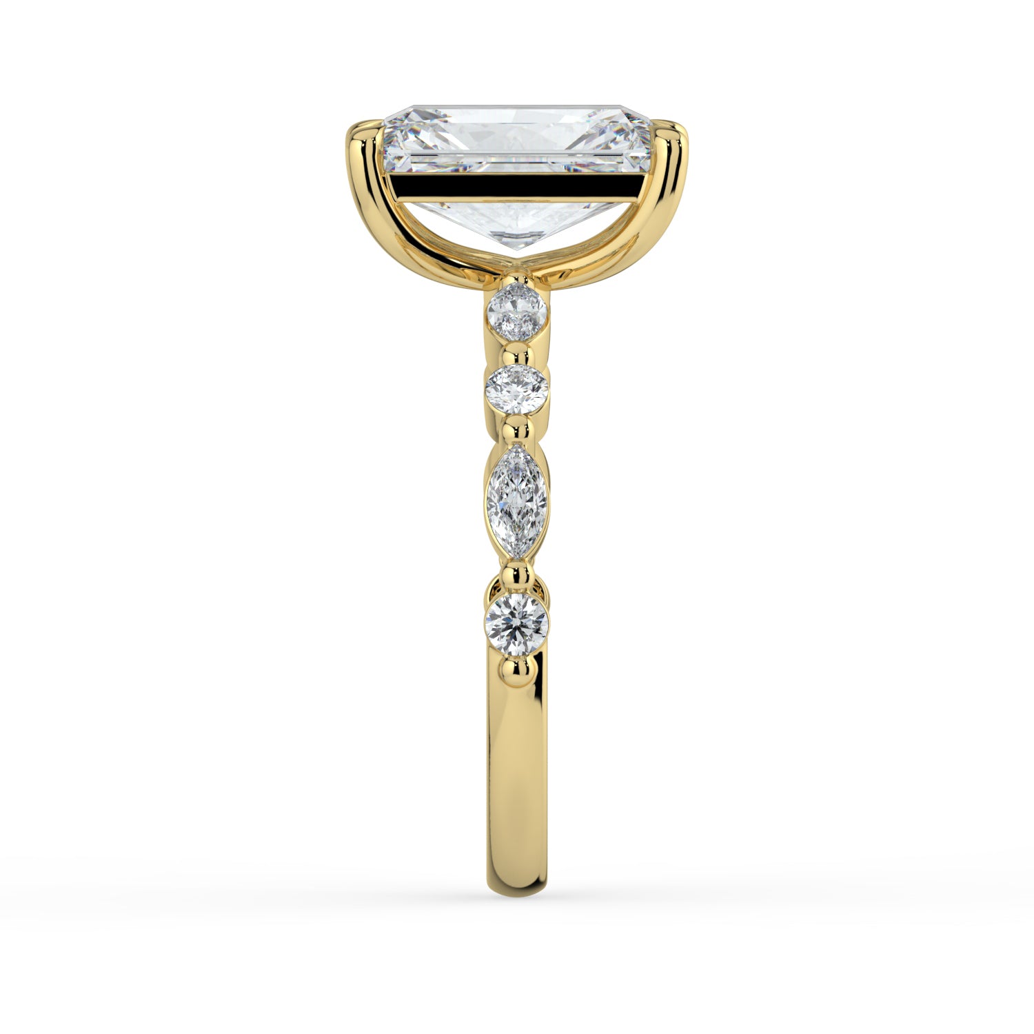 The Vega Ring - Radiant with Marquise & Round Accents