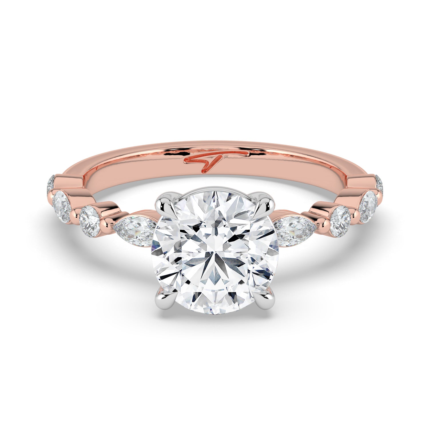 The Vega Ring - Round with Marquise & Round Accents