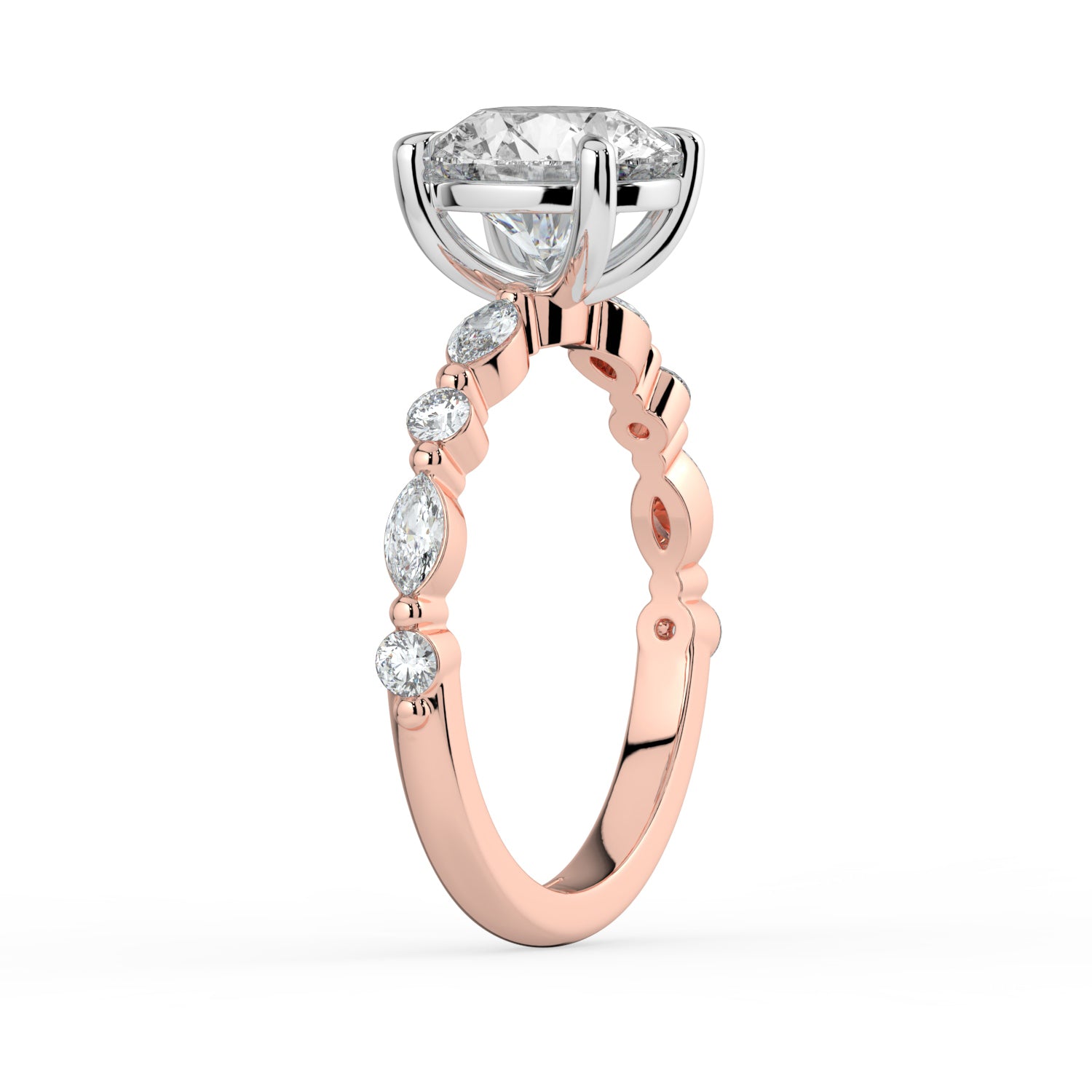 The Vega Ring - Round with Marquise & Round Accents
