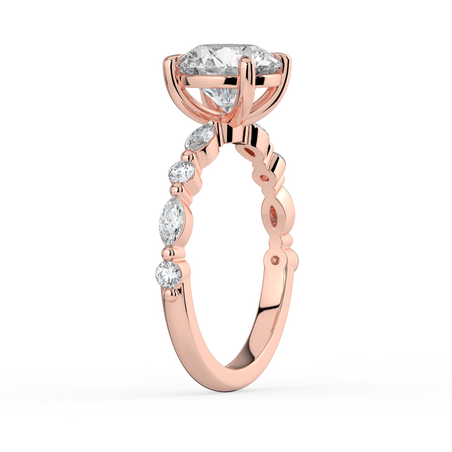 The Vega Ring - Round with Marquise & Round Accents