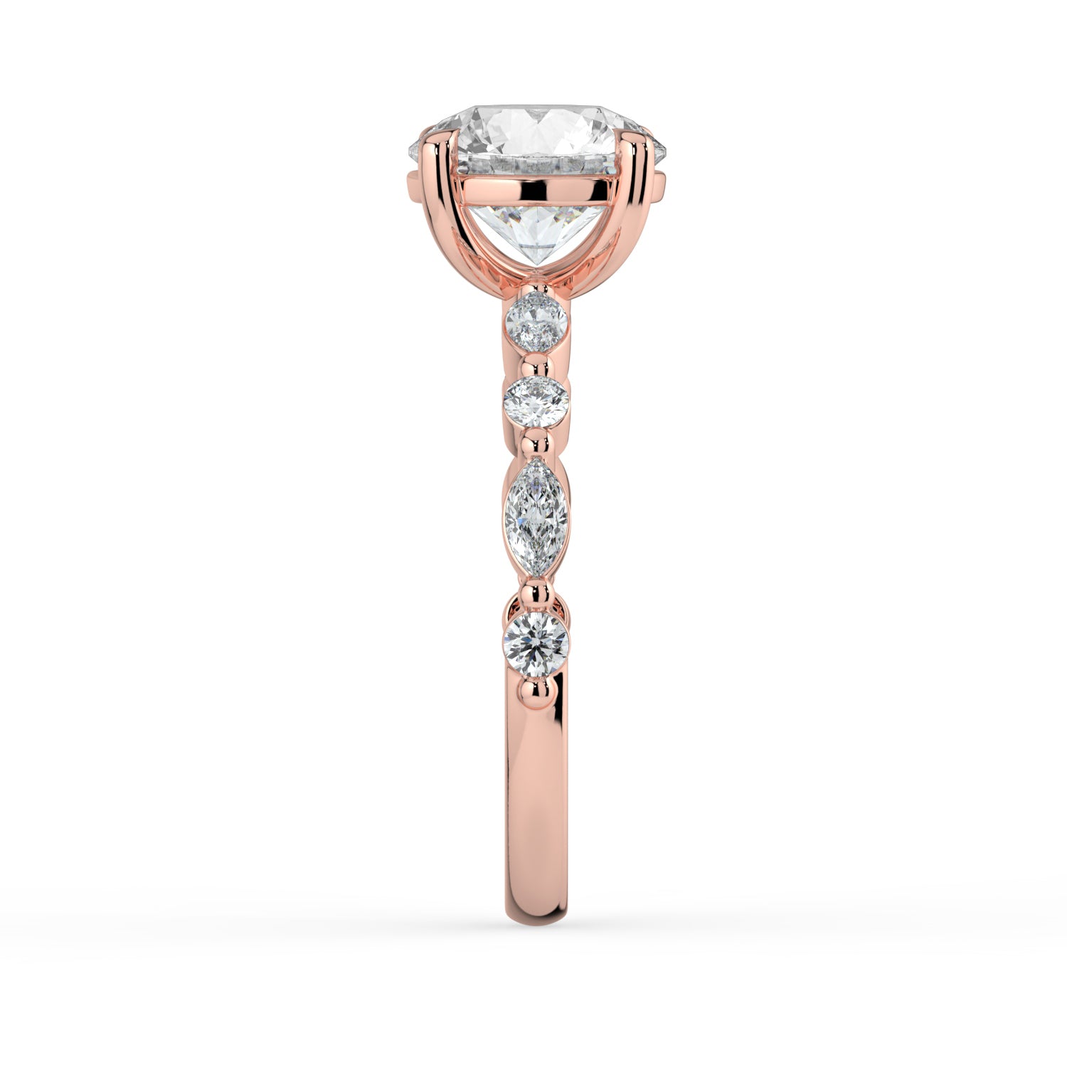 The Vega Ring - Round with Marquise & Round Accents