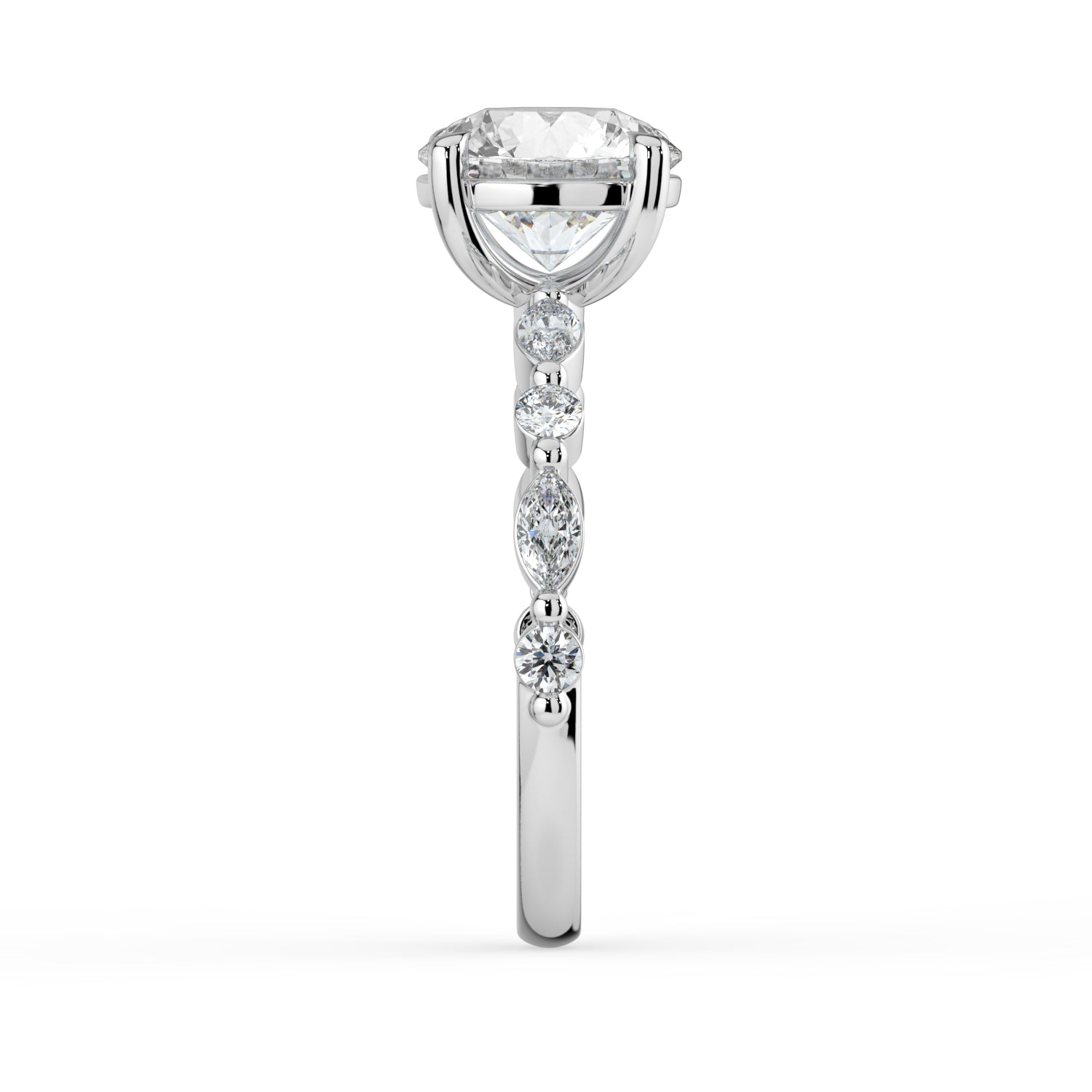 The Vega Ring - Round with Marquise & Round Accents