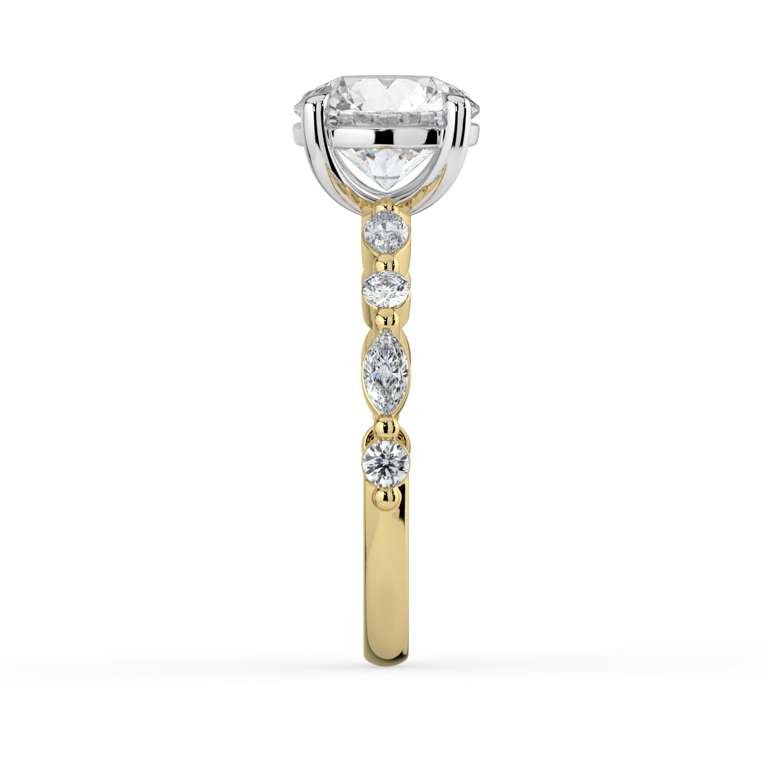The Vega Ring - Round with Marquise & Round Accents