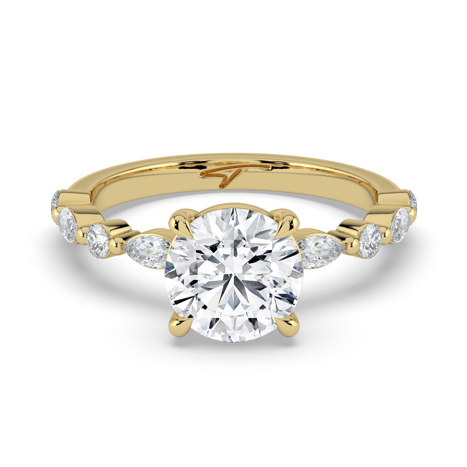 The Vega Ring - Round with Marquise & Round Accents