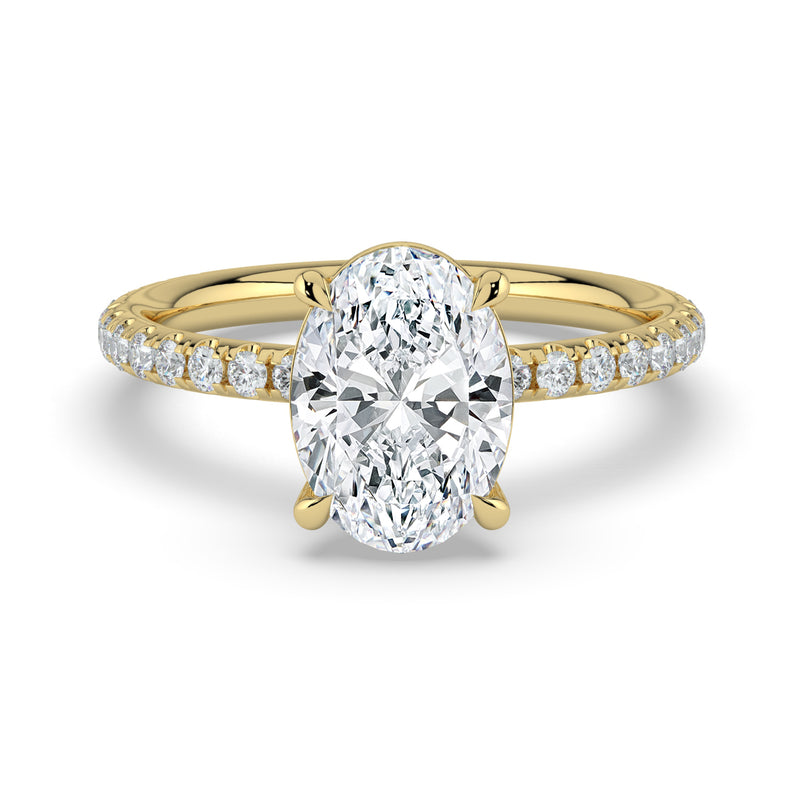 The Astra Ring - Oval Solitaire with Pavé Band