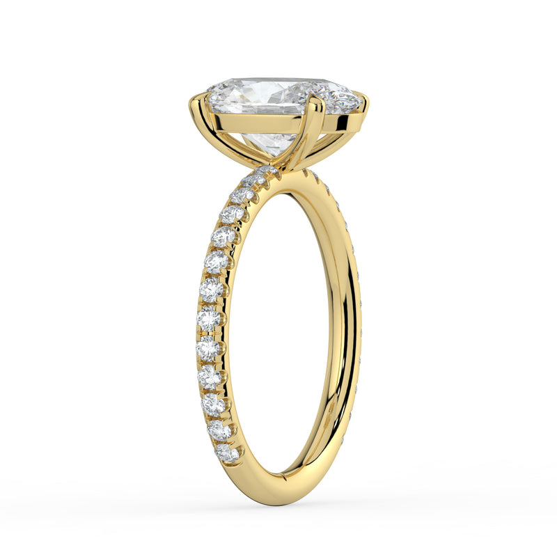 The Astra Ring - Oval Solitaire with Pavé Band