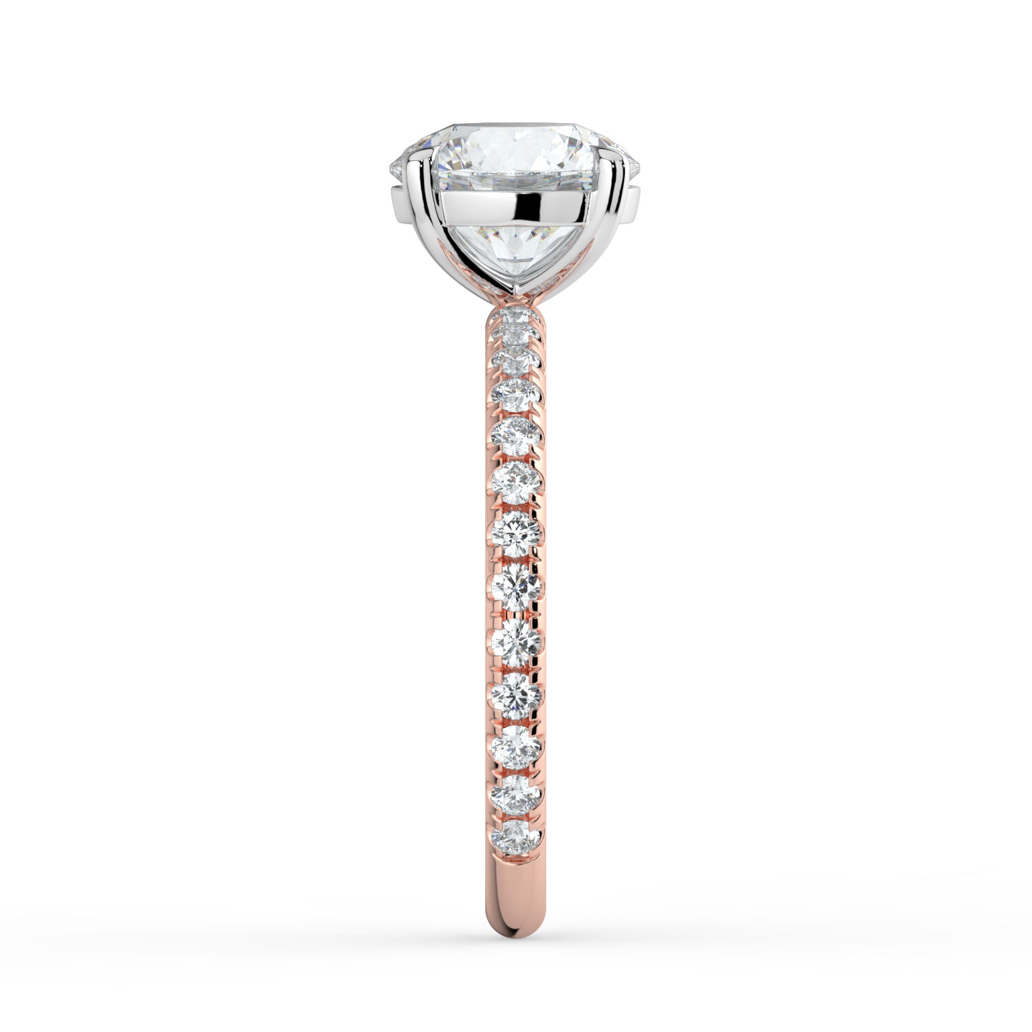 The Astra Ring - 4 Claw Round Solitaire with Pavé Band