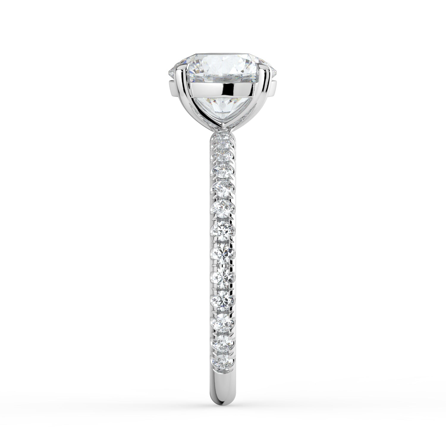 The Astra Ring - 4 Claw Round Solitaire with Pavé Band
