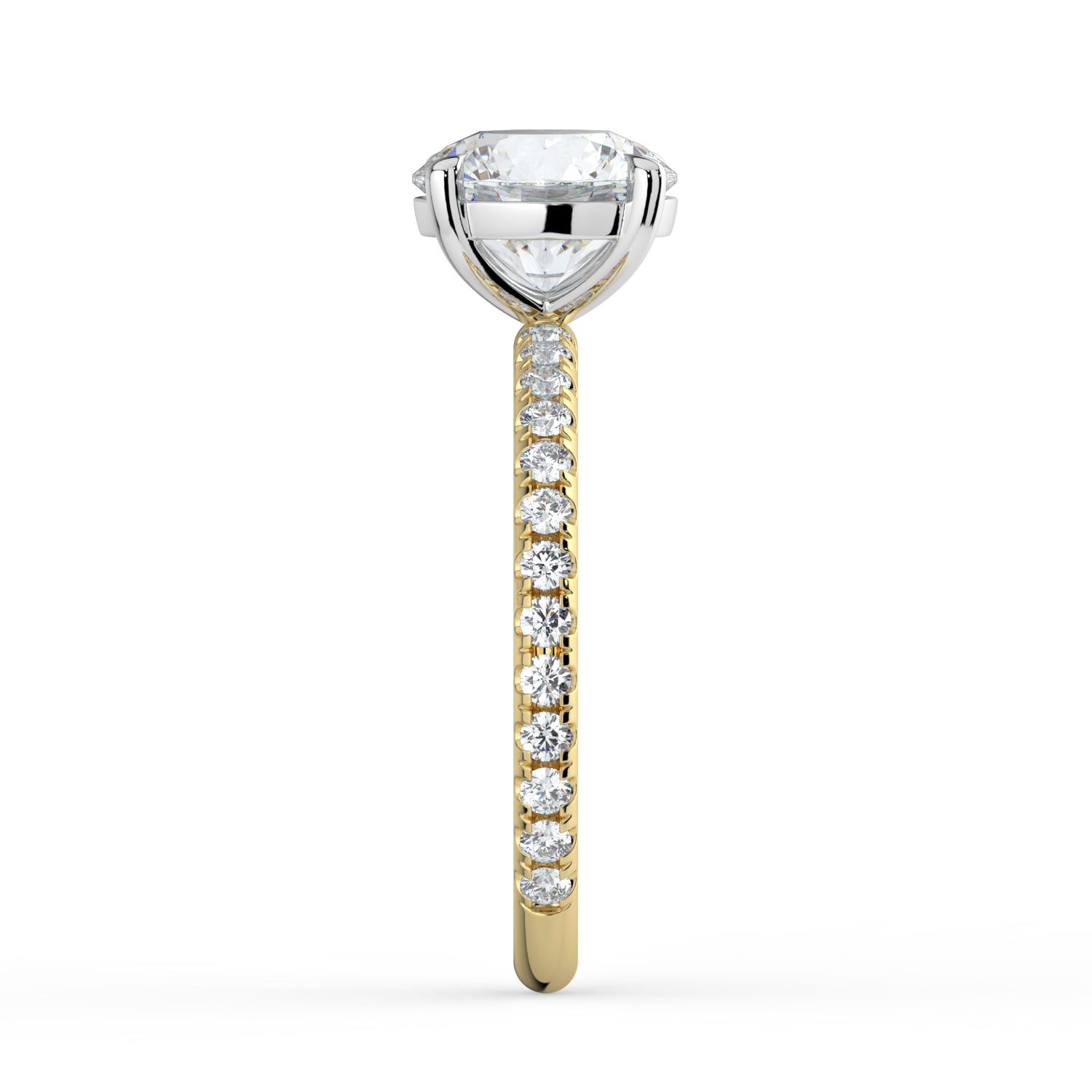 The Astra Ring - 4 Claw Round Solitaire with Pavé Band