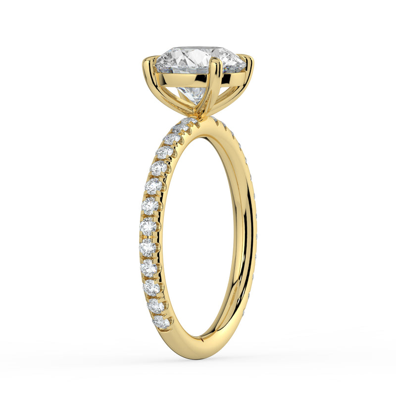 The Astra Ring - 4 Claw Round Solitaire with Pavé Band