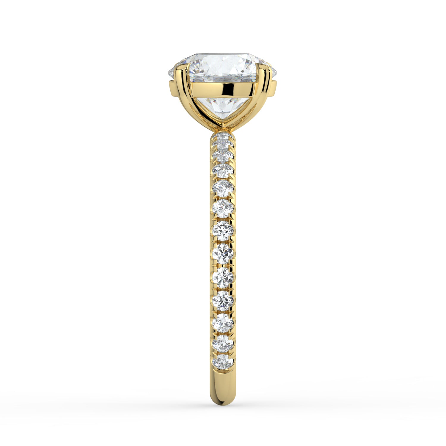 The Astra Ring - 4 Claw Round Solitaire with Pavé Band