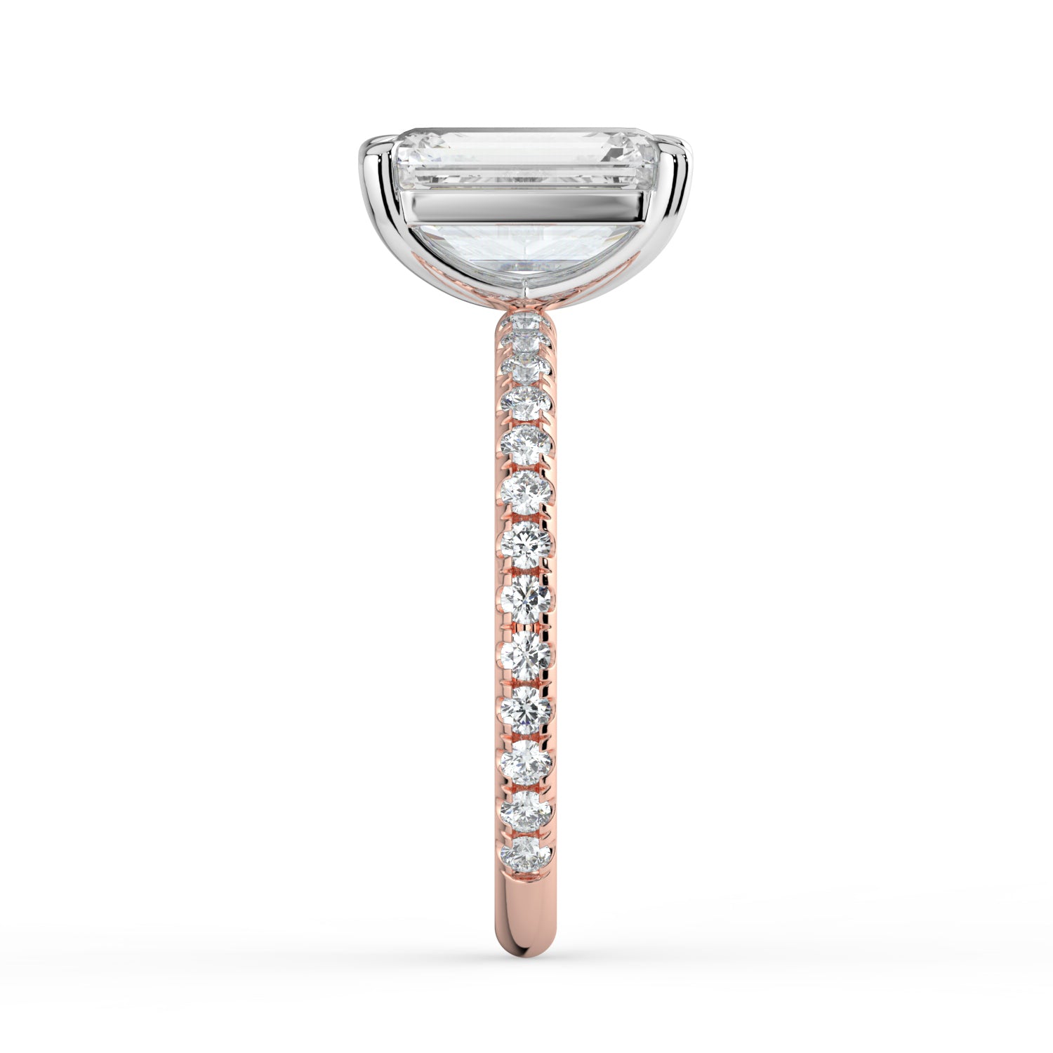 The Astra Ring - Emerald Solitaire with Pavé Band